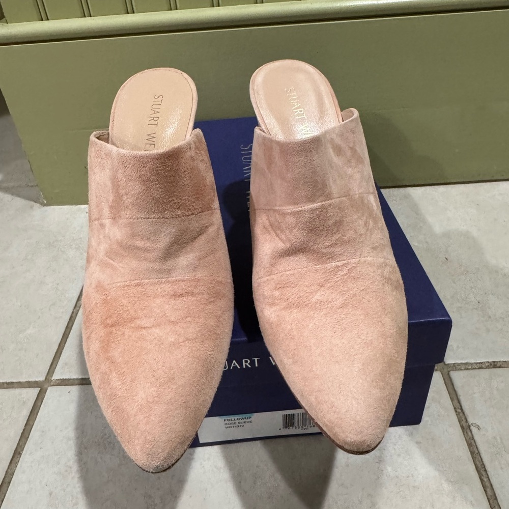 Stuart Weitzman Blush Suede Slip-Ons